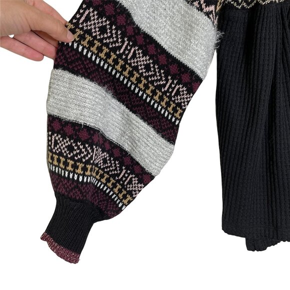 Free People Cozy Cottage Embroidered Sweater Size XS Black Balloon Sleeve New - Picture 5 of 13